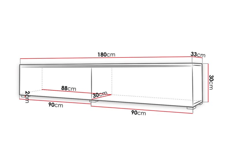 Tv-skåp Lourmais 180 cm Vit LED - Ljus Natur - Möbler - TV- & Mediamöbler - TV-skåp