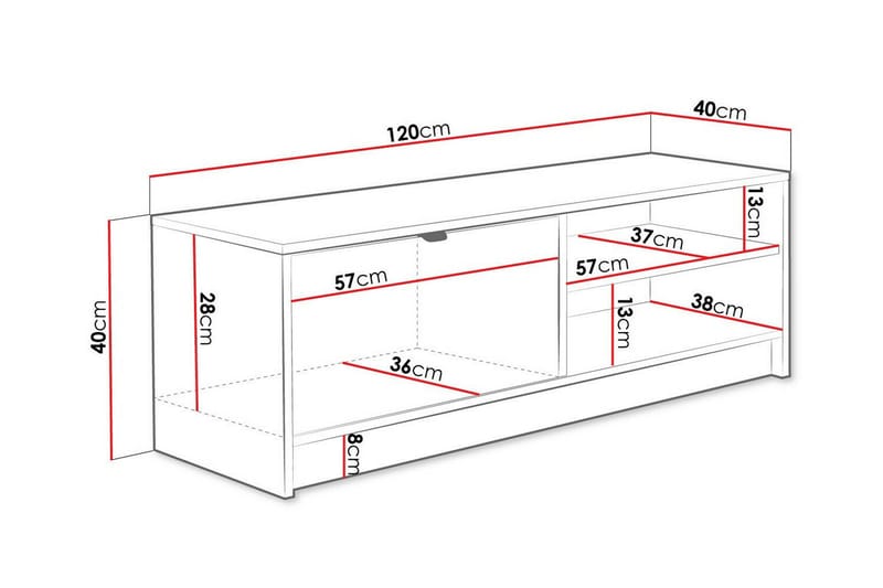 Tv-skåp Novaj 120 cm - Vit - Möbler - TV- & Mediamöbler - TV-skåp