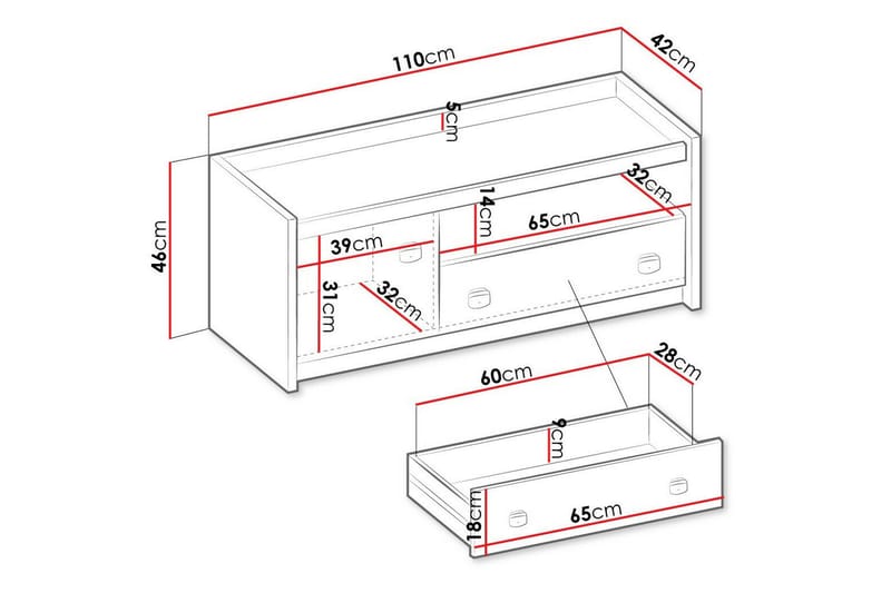 Tv-skåp Rathmore 110 cm - Grå - Möbler - TV- & Mediamöbler - TV-skåp