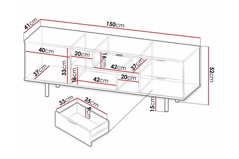 Tv-skåp Staffin 150 cm - Svart - Möbler - TV- & Mediamöbler - TV-skåp