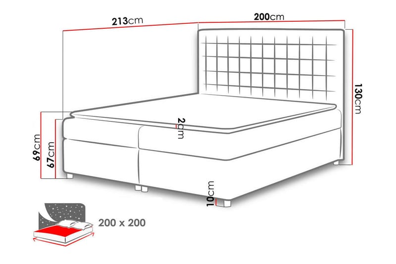 Asti Sängpaket Kontinentalsäng 200x200 cm - Blå - Möbler - Säng - Kontinentalsäng