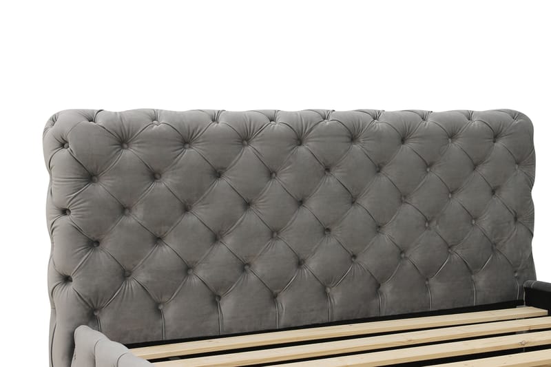 Chesterfield Komplett Sängpaket Sängram med Madrass 180x200 cm - Grå - Möbler - Säng - Ramsäng