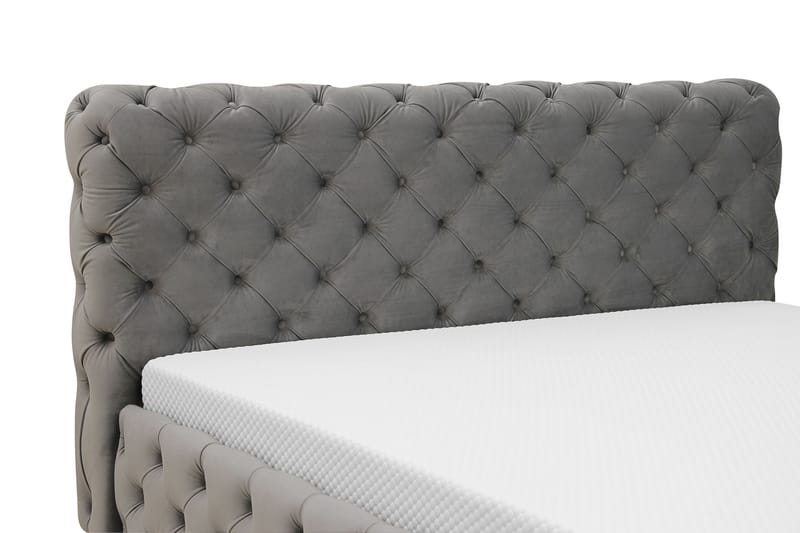 Chesterfield Komplett Sängpaket Sängram med Madrass 180x200 cm - Grå - Möbler - Säng - Ramsäng