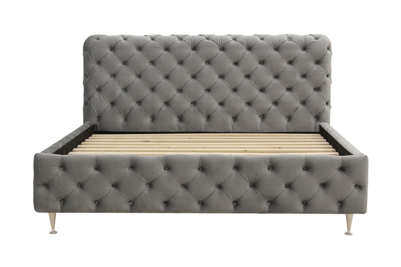 Chesterfield Komplett Sängpaket Sängram med Madrass 180x200 cm - Grå - Möbler - Säng - Ramsäng