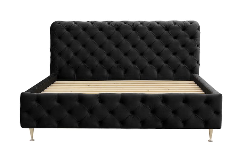 Chesterfield Komplett Sängpaket Sängram med Madrass 180x200 cm - Svart - Möbler - Säng - Ramsäng