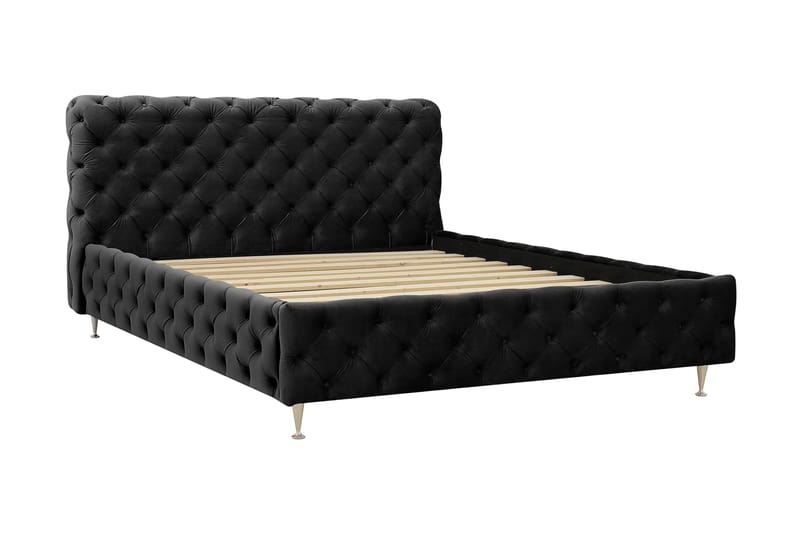 Chesterfield Komplett Sängpaket Sängram med Madrass 180x200 cm - Svart - Möbler - Säng - Ramsäng