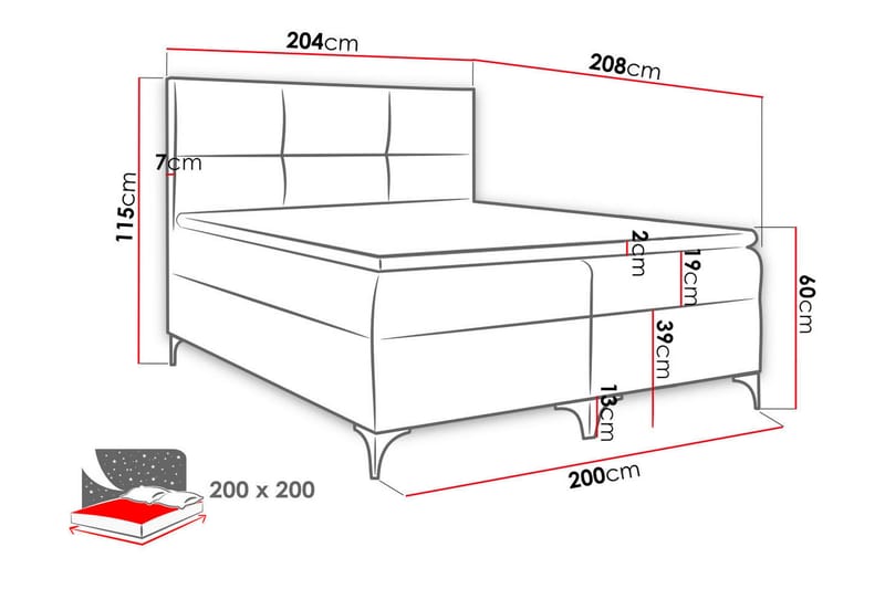 Galtebol Sängpaket Kontinentalsäng 200x200 cm - Blå - Möbler - Säng - Kontinentalsäng