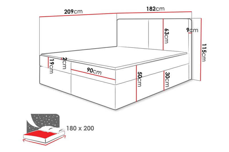 Garris Sängpaket Kontinentalsäng 180x200 cm - Grå - Möbler - Säng - Kontinentalsäng