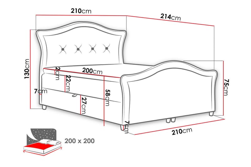 Hestra Lux Sängpaket Kontinentalsäng 200x200 cm - Blå - Möbler - Säng - Kontinentalsäng