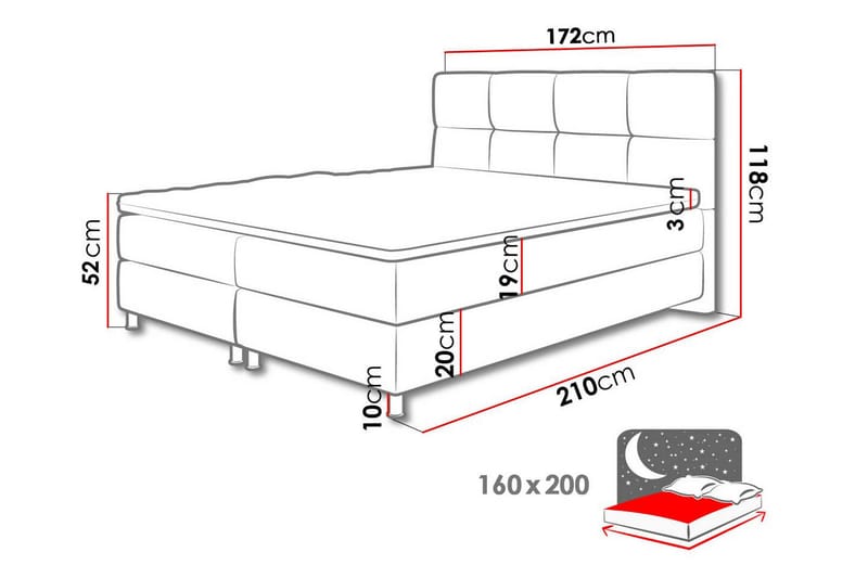 Isoba Sängpaket Kontinentalsäng 160x200 cm - Blå - Möbler - Säng - Kontinentalsäng