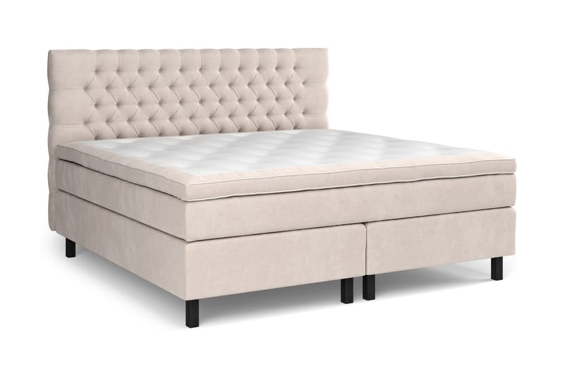 Komplett Sängpaket Estelle 210x210 cm - Beige|Sammet - Möbler - Säng - Kontinentalsäng