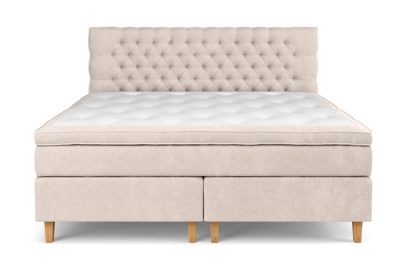 Komplett Sängpaket Estelle 210x210 cm - Beige|Sammet - Möbler - Säng - Kontinentalsäng