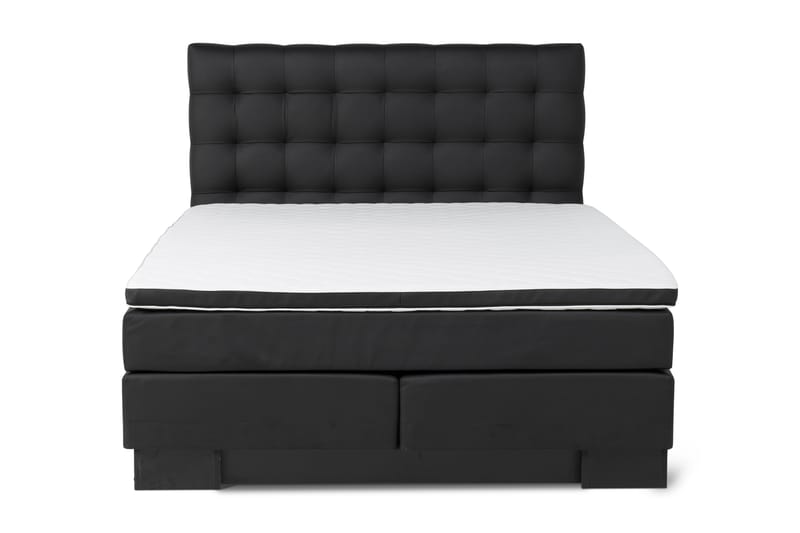 Komplett Sängpaket Romance Lyx 160x200 Konstl�äder Sockel - Svart - Kontinentalsäng - Dubbelsäng - Komplett sängpaket