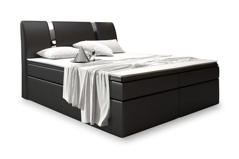 Komplett Sängpaket Pisa 160x200 med Förvaring Slät Gavel - Svart - Säng med förvaring - Komplett sängpaket