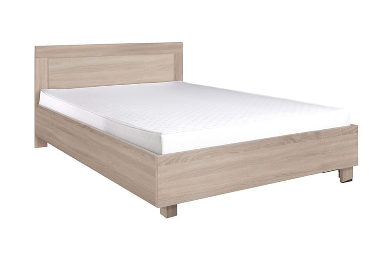 Säng & madrass Cezar 206x146x83 cm - Beige/Vit - Ramsäng - Enkelsäng - Komplett sängpaket