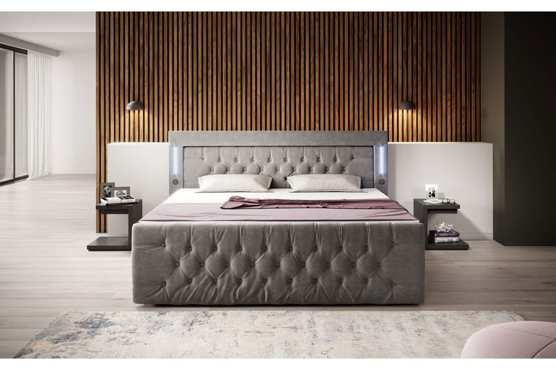 Sängpaket Kontinentalsäng Bawana med Förvaring 160x200 - Grå (+Fler val) - Kontinentalsäng - Enkelsäng - Dubbelsäng - Komplett sängpaket