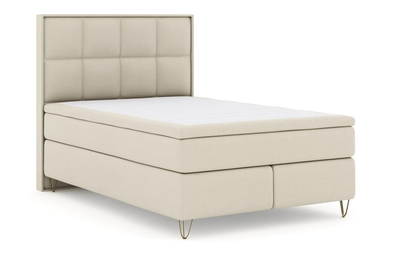 Komplett Sängpaket Choice No 4 140x200 Fast/Medium - Beige|Metall V-form - Kontinentalsäng - Enkelsäng - Komplett sängpaket