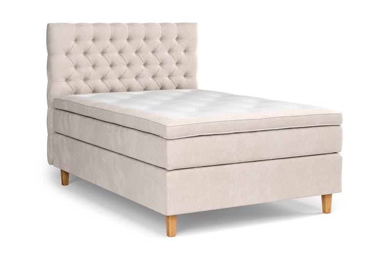 Komplett Sängpaket Estelle 120x200 cm - Beige|Sammet - Möbler - Säng - Kontinentalsäng