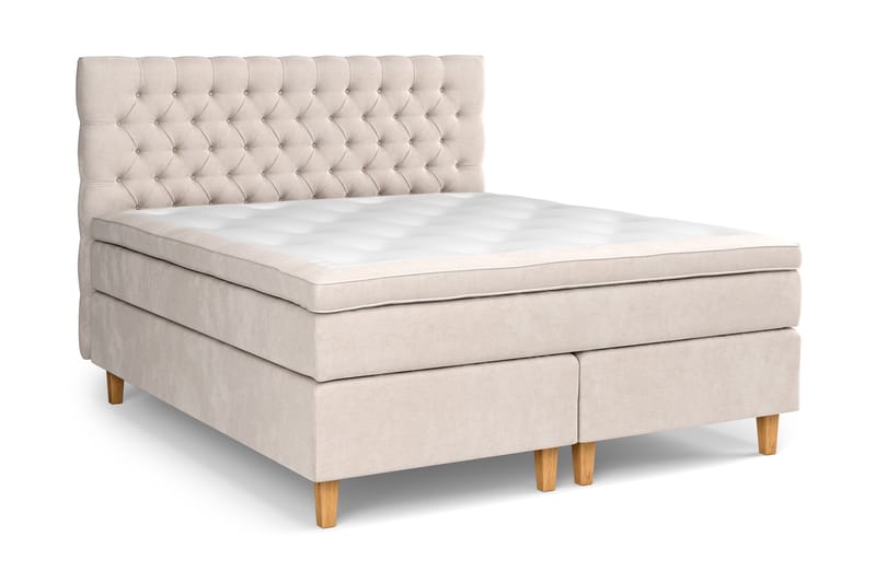 Komplett Sängpaket Estelle 160x200 cm - Beige|Sammet - Möbler - Säng - Kontinentalsäng