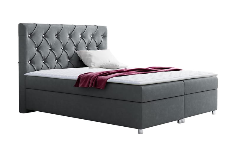 Komplett Sängpaket Milano 200x200 cm - Grå - Kontinentalsäng - Enkelsäng - Dubbelsäng - Komplett sängpaket