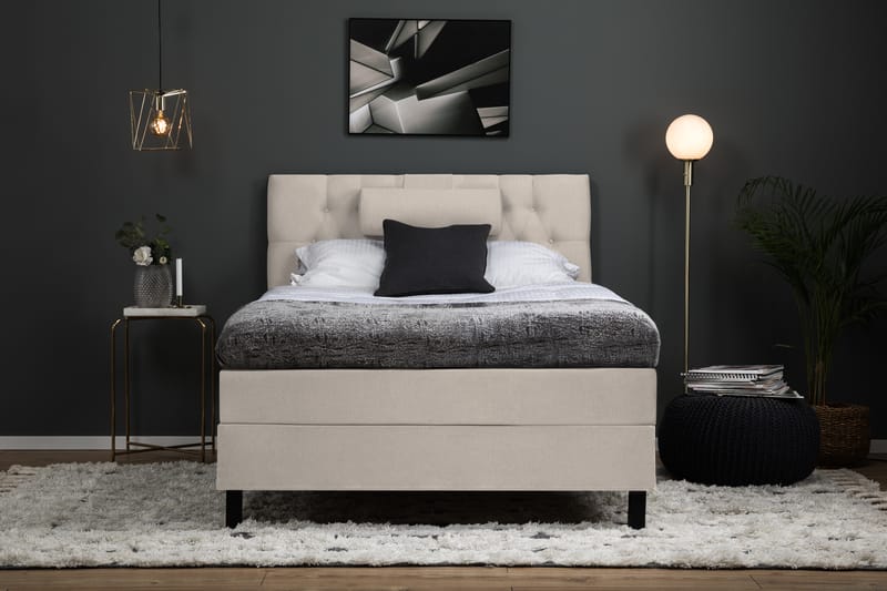 Komplett Sängpaket Olivia 120x200 Diamant Sänggavel Beige - Memory Nackkudde Stor - Möbler - Säng - Kontinentalsäng