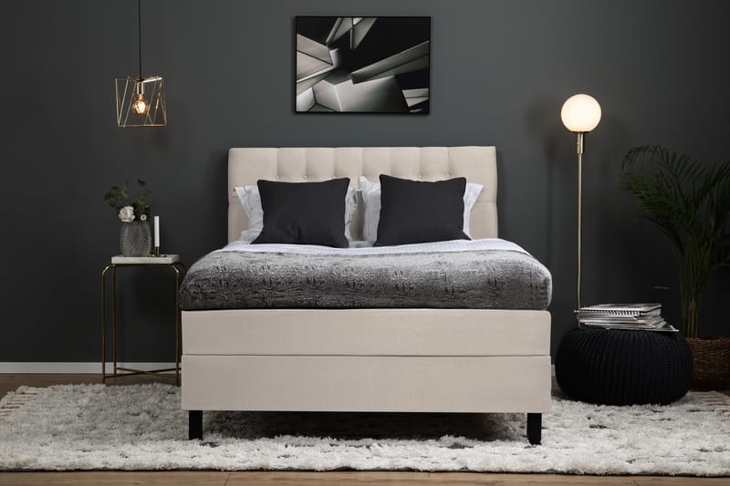 Komplett Sängpaket Olivia 120x200 Diamant Sänggavel Beige - Polyeter - Möbler - Säng - Kontinentalsäng