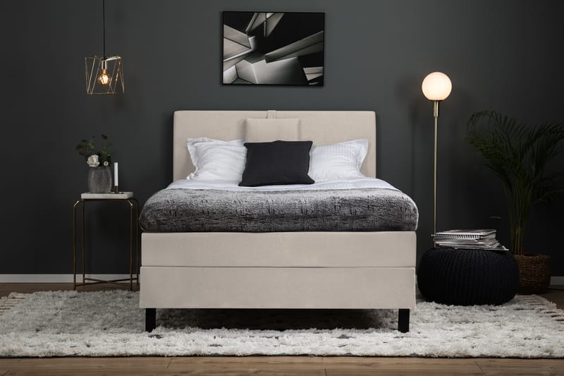 Komplett Sängpaket Olivia 120x200 Slät Sänggavel Beige - Polyeter Nackkudde Liten - Möbler - Säng - Kontinentalsäng