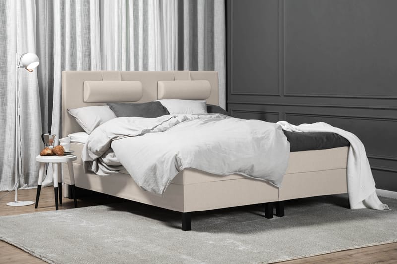 Komplett Sängpaket Olivia 160x200 Slät Sänggavel Beige - Skum Nackkudde Stor - Möbler - Säng - Kontinentalsäng