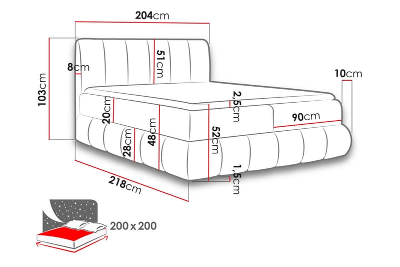 Kontinentalsäng 204x218 cm - Mörkgrå - Möbler - Säng - Kontinentalsäng