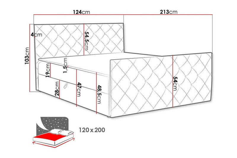 Kontinentalsäng Boisdale 120x200 cm - Möbler - Säng - Kontinentalsäng