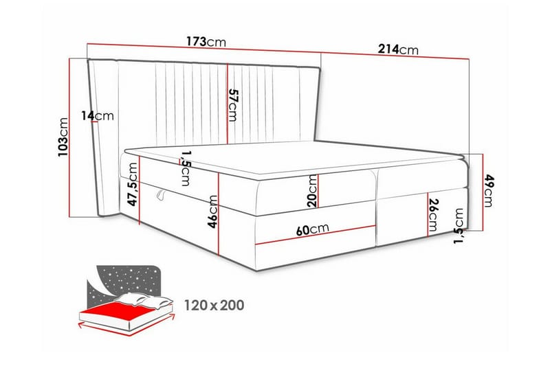 Kontinentalsäng Boisdale 120x200 cm - Möbler - Säng - Kontinentalsäng