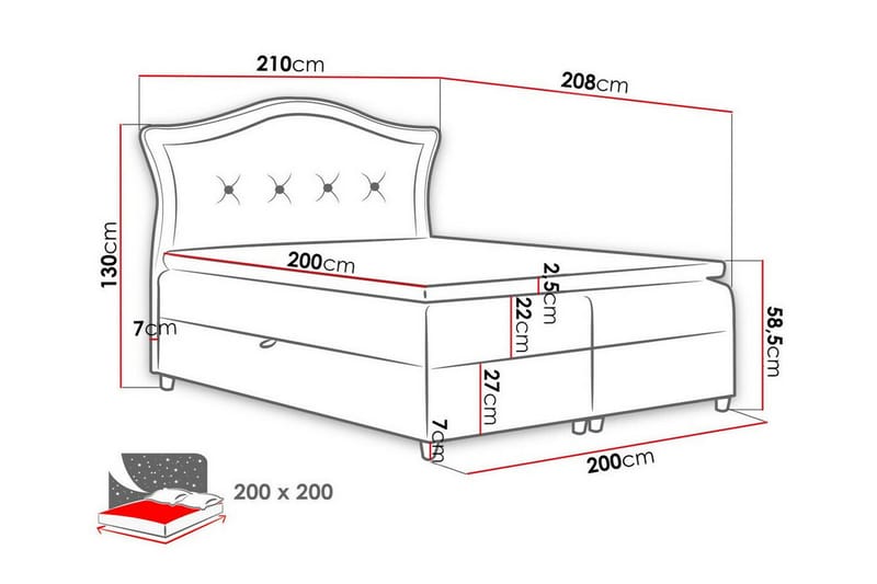 Kontinentalsäng Boisdale 200x200 cm - Möbler - Säng - Kontinentalsäng