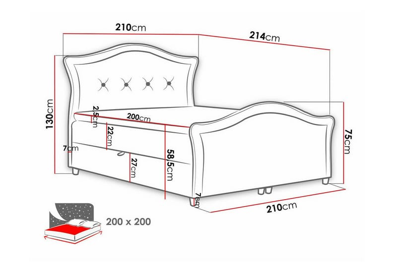 Kontinentalsäng Boisdale 200x200 cm - Möbler - Säng - Kontinentalsäng