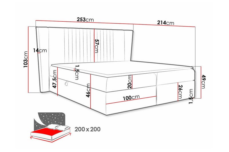 Kontinentalsäng Boisdale 200x200 cm - Möbler - Säng - Kontinentalsäng