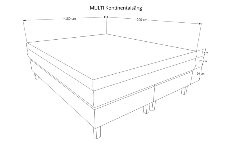 Kontinentalsäng Gilius 180x200 - Ljusgrå - Möbler - Säng - Kontinentalsäng