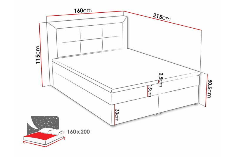 Kontinentalsäng Havberg Box 160x215 cm - Svart - Möbler - Säng - Kontinentalsäng