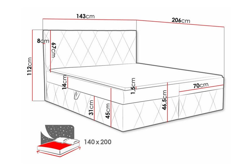 Kontinentalsäng Kintore 140x200 cm - Möbler - Säng - Kontinentalsäng