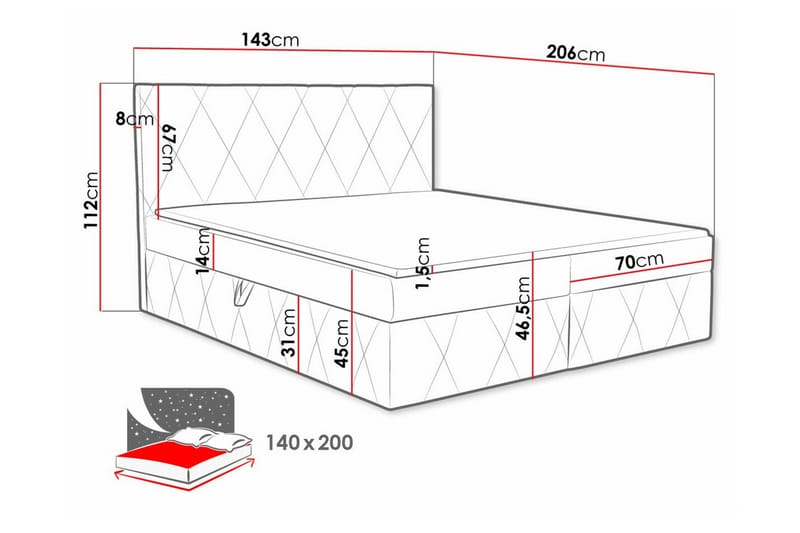 Kontinentalsäng Kintore 140x200 cm - Möbler - Säng - Kontinentalsäng