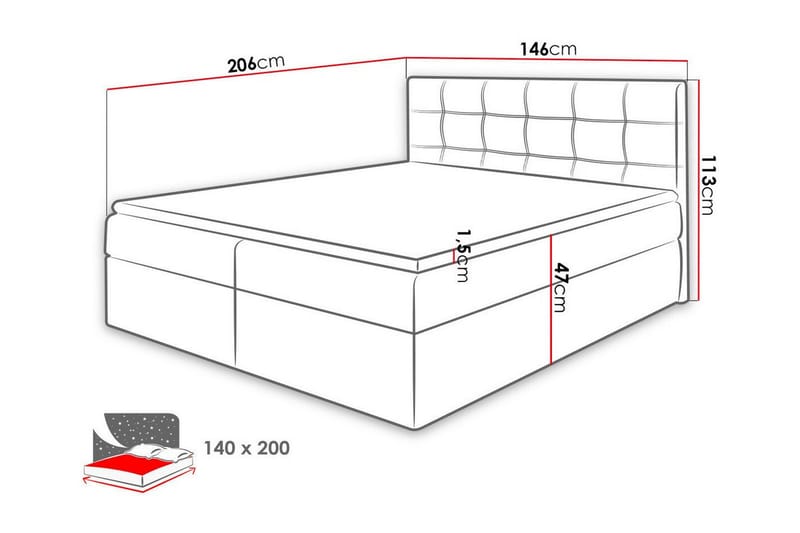 Kontinentalsäng Kintore 140x200 cm - Möbler - Säng - Kontinentalsäng