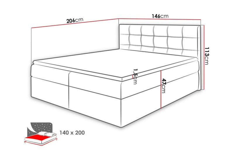 Kontinentalsäng Kintore 140x200 cm - Möbler - Säng - Kontinentalsäng