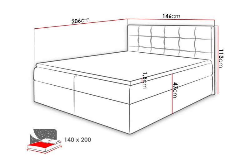 Kontinentalsäng Kintore 140x200 cm - Möbler - Säng - Kontinentalsäng