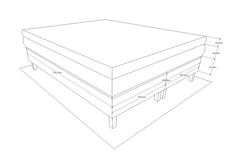 Kontinentalsäng Longford 180x200 Fast Polyeterskum - Ljusgrå - Möbler - Säng - Kontinentalsäng