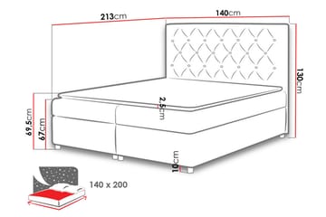 Kontinentalsäng Mincey 140x200 med Förvaring - Mörkgrå - Möbler - Säng - Kontinentalsäng