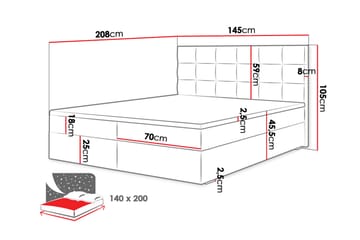 Kontinentalsäng Selmes 140x200 cm med Sänggavel - Ljusgrå - Möbler - Säng - Kontinentalsäng