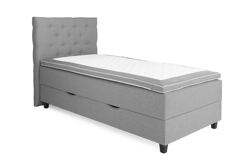 Säng med Förvaring Boxford 105x200 - Ljusgrå (+Fler val) - Kontinentalsäng - Enkelsäng - Komplett sängpaket