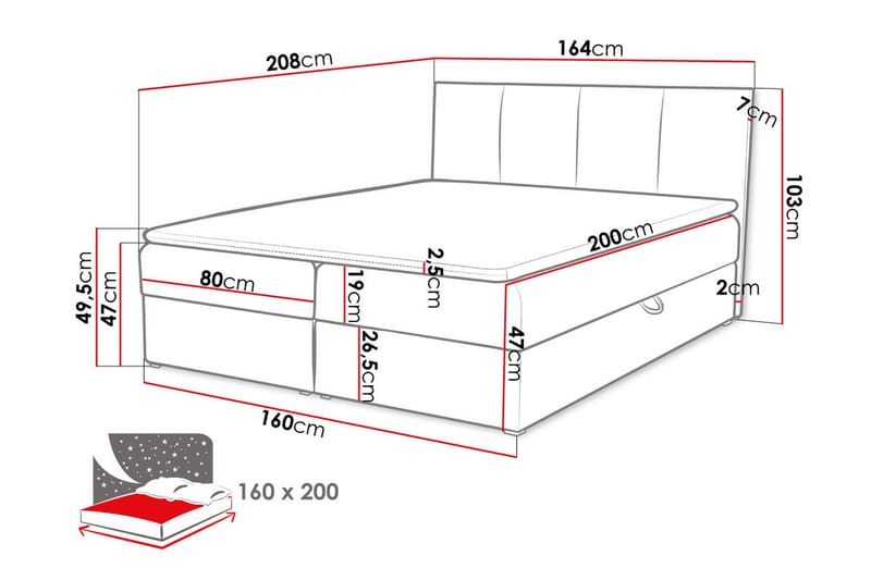 Skudderup Kontinentalsäng 160x200 cm - Möbler - Säng - Kontinentalsäng