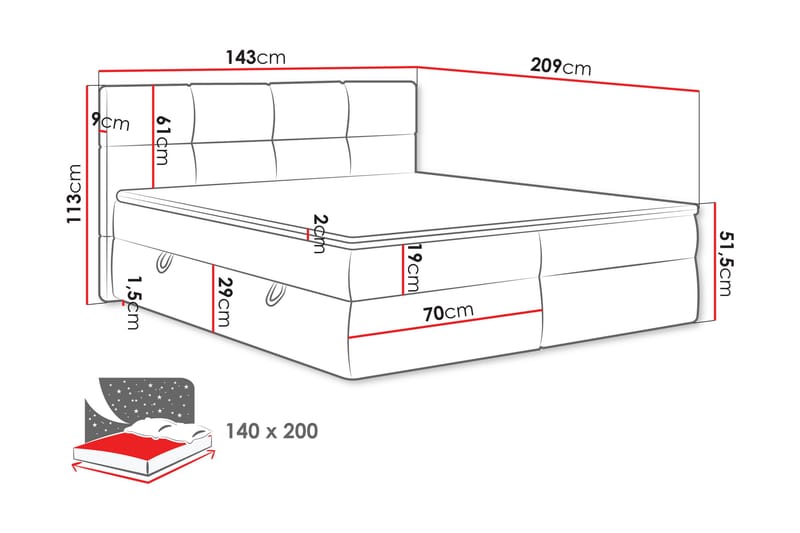 Leckersbo Komplett Sängpaket Kontinentalsäng med förvaring 140x200 cm - Beige - Möbler - Säng - Kontinentalsäng