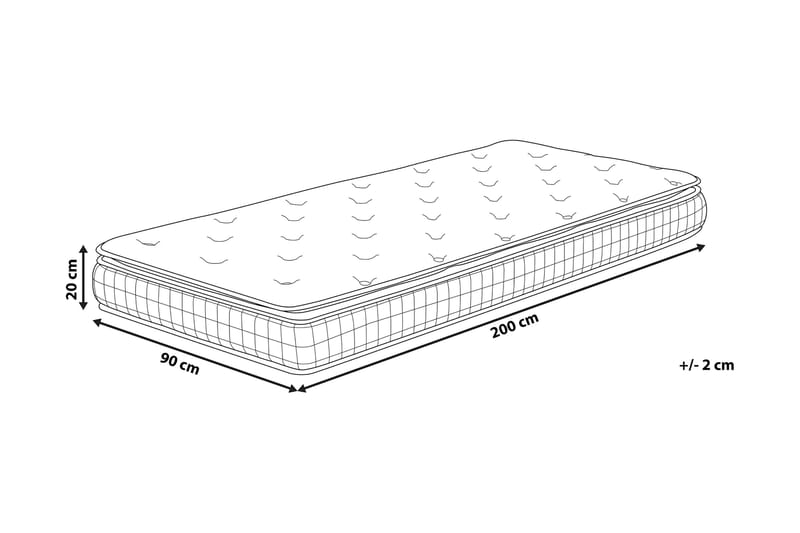 Resårmadrass Socourt 90x200 cm Medelfast Memoryskum - Vit - Möbler - Säng - Madrass - Resårmadrass & resårbotten