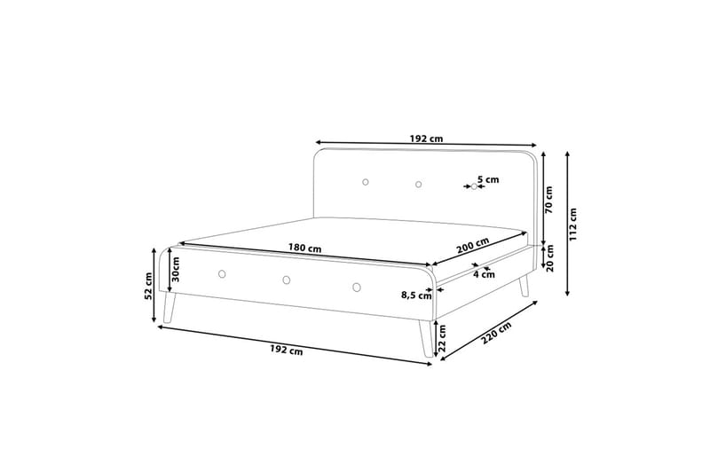 Dubbelsäng Rennes 180|200 cm - Beige - Möbler - Säng - Ramsäng