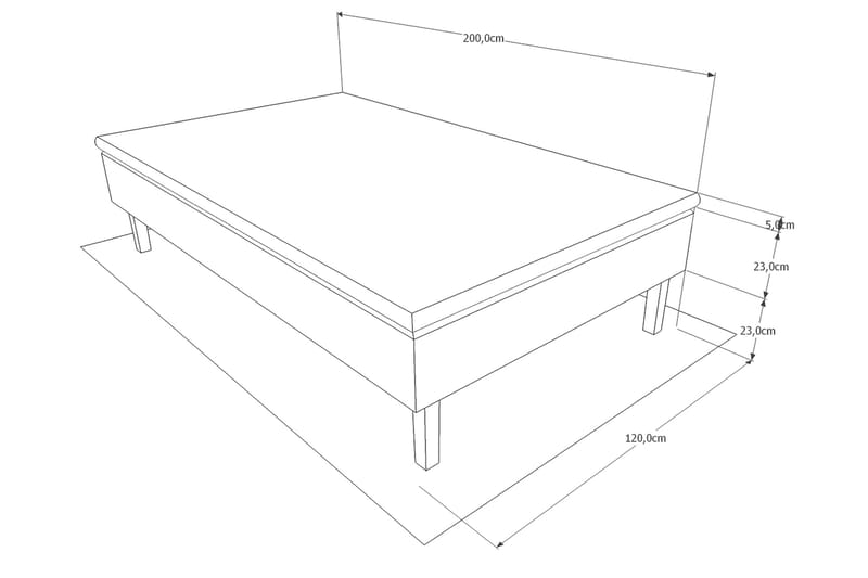 Komplett Sängpaket Ramsäng Ystad 120x200 Medelfast Polyeter - Grå - Möbler - Säng - Ramsäng